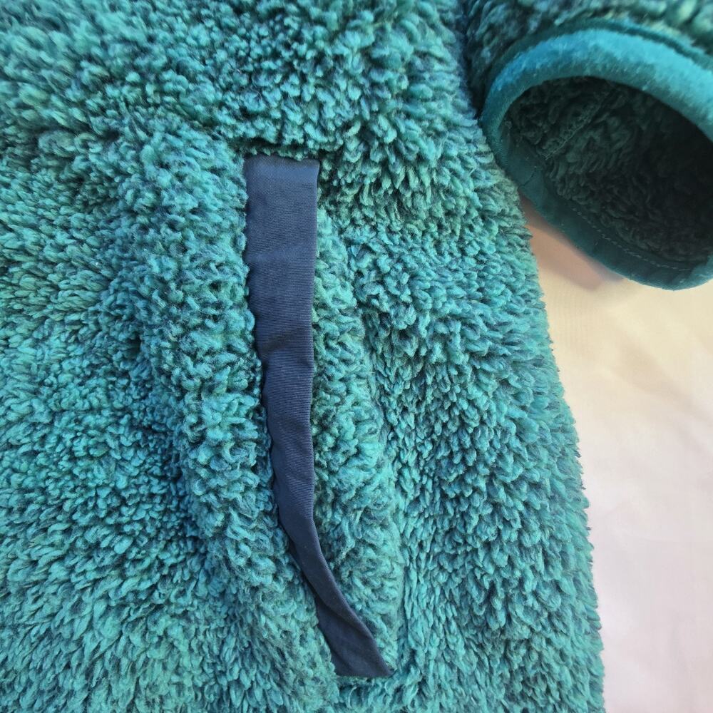 L.L.Bean Mountain Pile Fleece Hoodie Pullover Teddy Sherpa XS Mens Teal Blue - Picture 5 of 5